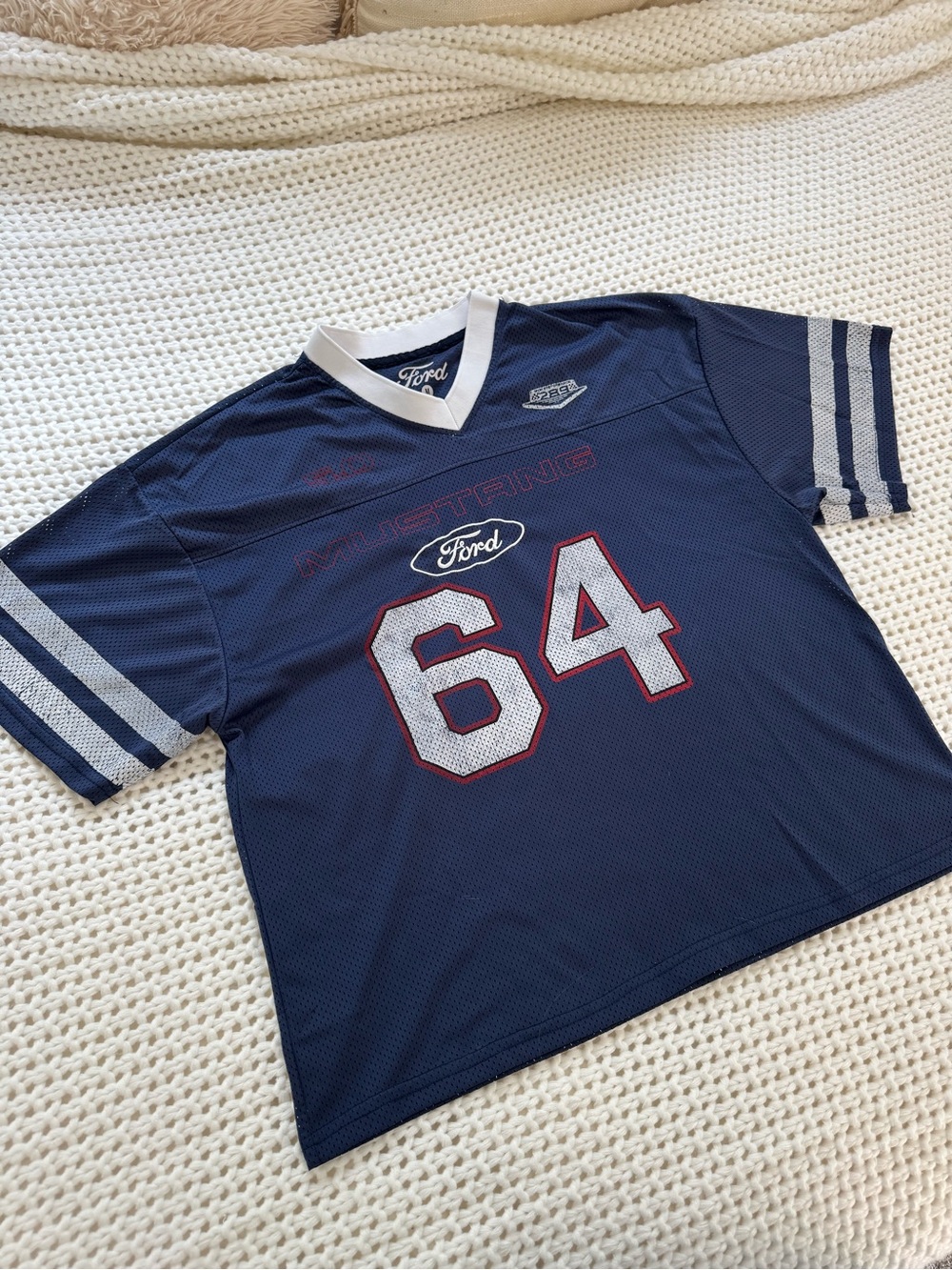 Aeropostale Navy Mesh Football Jersey with White Accents